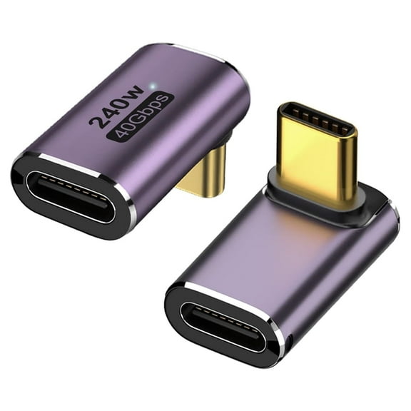 Strhowill 2 Pack 90 Degree USB-C Male to Female Adapter,240W Power 40Gbps Data 8K Video Adapter UP Angled for Phone LaptopUpward