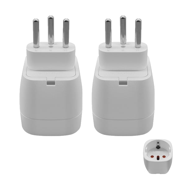 Strhowill 2 Pack EU-11A Swiss Type J 3-Pin Male Plug to EU Schuko Female Socket Travel Adapter, White Portable European Schuko Conversion Plug for Home, Office and Worldwide Travel