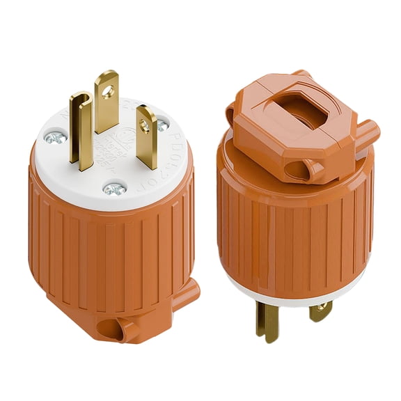 Strhowill 2 Pack NEMA 5-20P Male Plug, 20A 125V Heavy Duty Straight Blade Replacement Connector, Power Cord End for Generators, Power Tools, Saws, Computers & Industrial Equipment,Orange