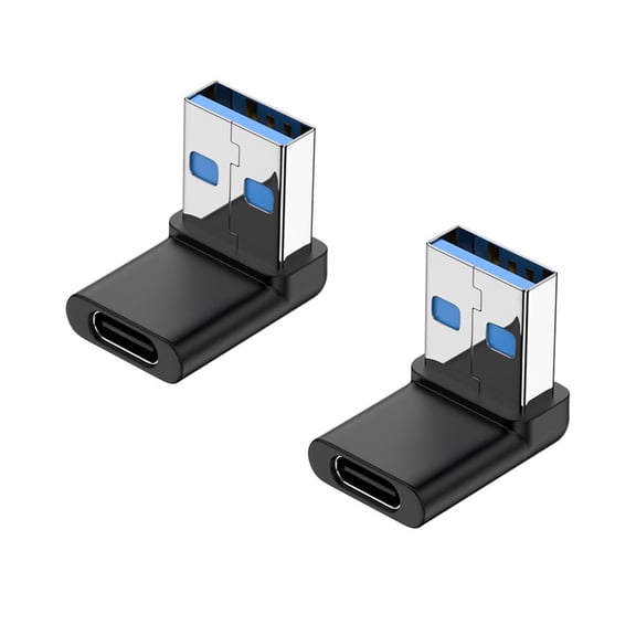 Strhowill 2 Pack USB C Female to USB 3.0 Male Adapter 90 Degree Down Angled，for Laptops/Phone/Tablet
