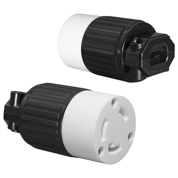 Strhowill 2 Pcs NEMA L6-30R Locking Receptacle, 30A 250V Twist-Lock Female Connector for Generator, RV, and Industrial Power Distribution, Heavy Duty Replacement SocketBlack & White