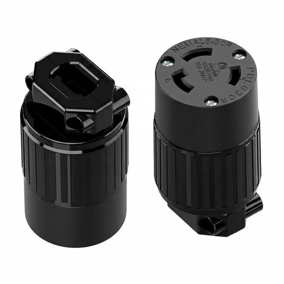 Strhowill 2 Pcs NEMA L6-30R Locking Receptacle, 30A 250V Twist-Lock Female Connector for Generator, RV, and Industrial Power Distribution, Heavy Duty Replacement SocketBlack
