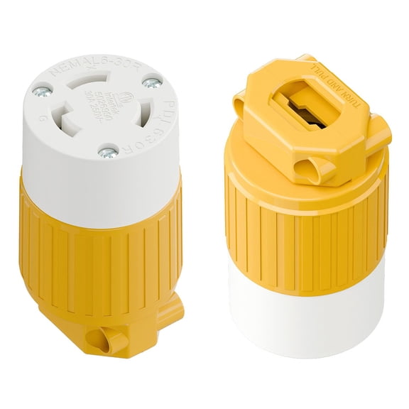 Strhowill 2 Pcs NEMA L6-30R Locking Receptacle, 30A 250V Twist-Lock Female Connector for Generator, RV, and Industrial Power Distribution, Heavy Duty Replacement SocketYellow