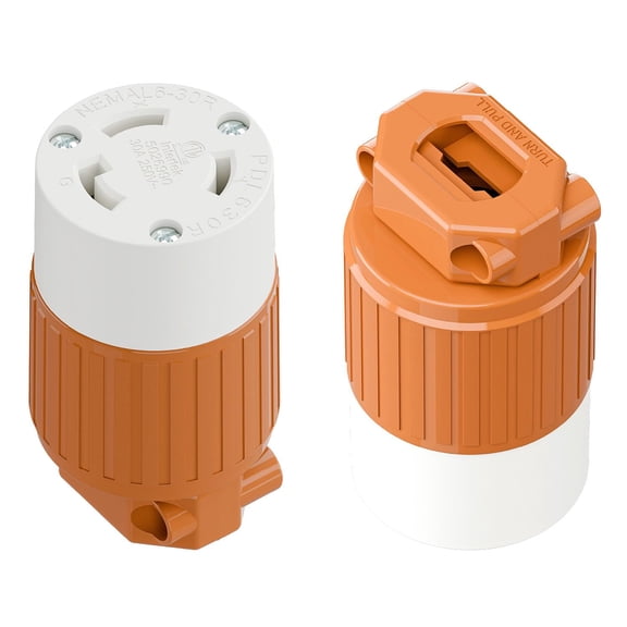 Strhowill 2 Pcs NEMA L6-30R Locking Receptacle, 30A 250V Twist-Lock Female Connector for Generator, RV, and Industrial Power Distribution, Heavy Duty Replacement SocketOrange