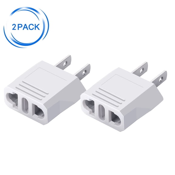 Strhowill 2 pcs American standard plug to 2 hole sockets travel conversion plugs,EU socket to US plugAdapter Europe to USA, Europe to America Travel Socket Plug AdapterUS plug converter