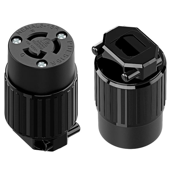Strhowill 2 pcs NEMA L5-15R Straight Female Plug, 15A 125V Field Wireable Receptacle,DIY Replacement Socket for  Generators and Portable Power Equipment,black