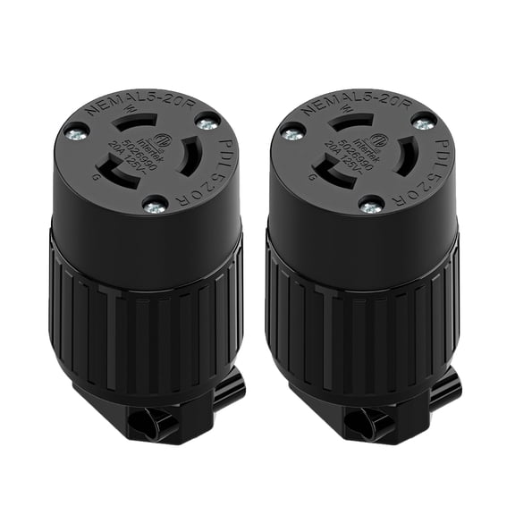 Strhowill 2 pcs NEMA L5-20R Straight Female Plug,20A 125V,DIY Replacement Plug for Generators and Mobile Power  Equipment,black