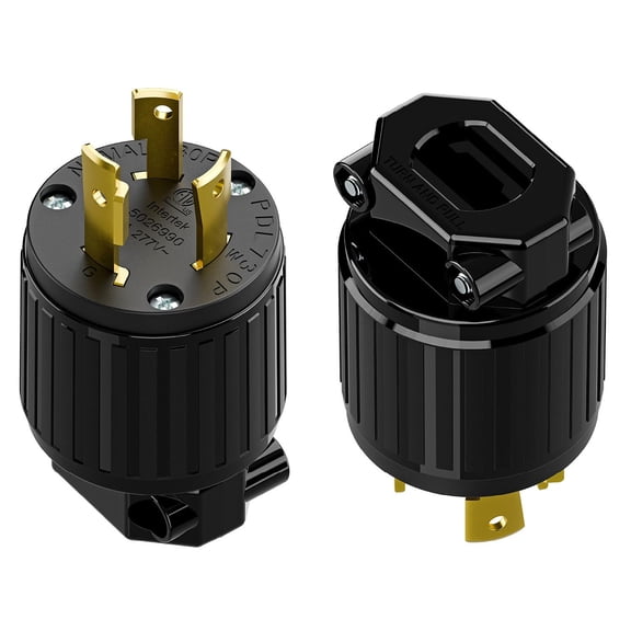 Strhowill 2 pcs NEMA L7-30P Twist Lock Male Plug, 30 Amp 277V Straight Locking Plug,Field Wireable Assembly Plug for Commercial Lighting,Industrial Power Equipment,black