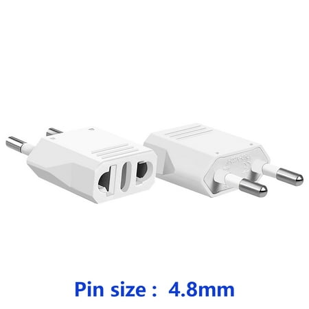 Strhowill 2 pcs US/AU TO EU Travel conversion charging conversion plug,EU 4.8MM cylindrical plug,2 holes socket for US/EU Conversion plug,US TO EU Travel plug,EuropeTravel Socket Plug Adapter