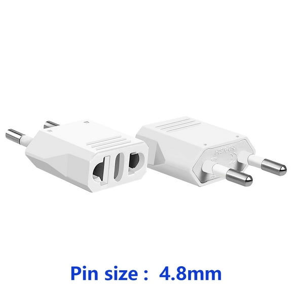 Strhowill 2 pcs US/AU TO EU Travel conversion charging conversion plugEU 4.8MM cylindrical plug2 holes socket for US/EU Conversion plugUS TO EU Travel plug,EuropeTravel Socket Plug Adapter