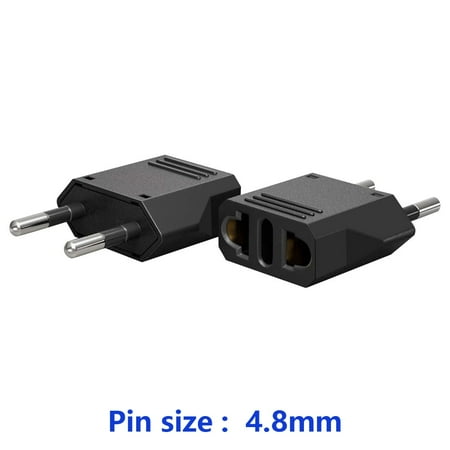 Strhowill 2 pcs US/AU TO EU Travel conversion charging conversion plug,EU 4.8MM cylindrical plug,2 holes socket for US/EU Conversion plug,US TO EU Travel plug,EuropeTravel Socket Plug Adapter