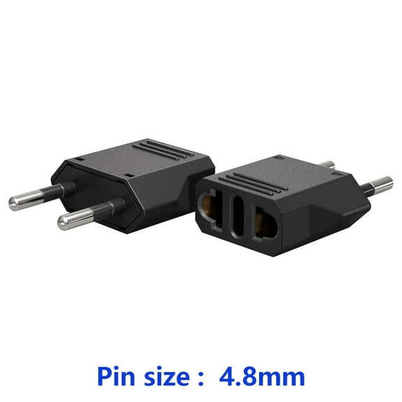 Strhowill 2 pcs US/AU TO EU Travel conversion charging conversion plugEU 4.8MM cylindrical plug2 holes socket for US/EU Conversion plugUS TO EU Travel plug,EuropeTravel Socket Plug Adapter