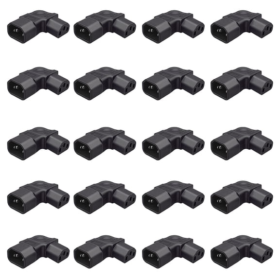 Strhowill 20 PCS IEC320 C14 to C13 Power Adapter,Right Angle 90,IEC Male to Female Side Bend Power Plug,for Server Rack, PDU, Desktop PC, Gaming Setup