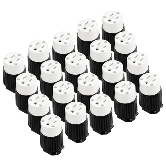 Strhowill 20 Pack Black & White Nema 5-15R Self Wiring Electrical Outlet Receptacle, 15A 125V, 3-Prong Grounded Socket for Appliance, Computer, Power Strip