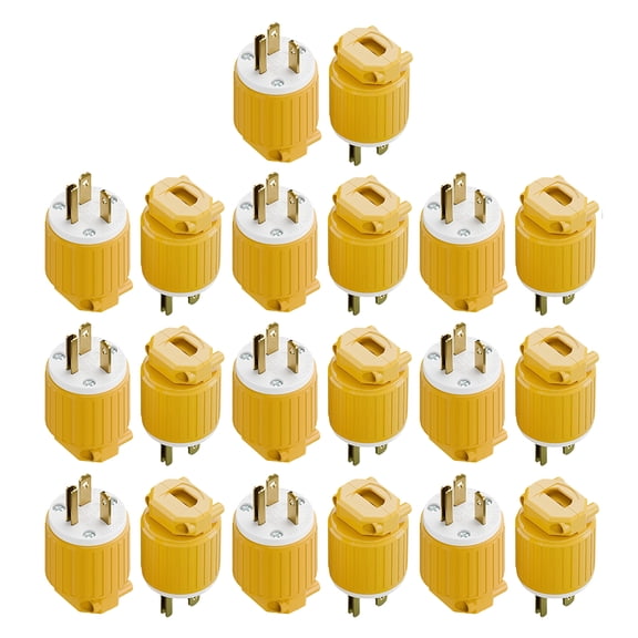 Strhowill 20 Pack NEMA 5-20P Male Plug, 20A 125V Heavy Duty Straight Blade Replacement Connector, Power Cord End for Generators, Power Tools, Saws, Computers & Industrial Equipment,Yellow