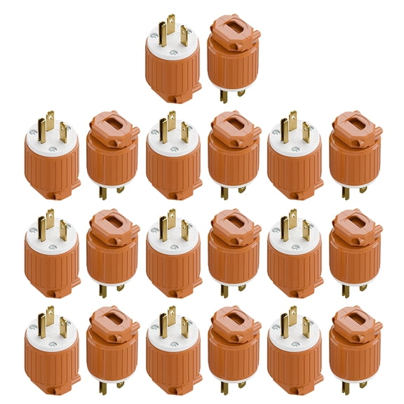 Strhowill 20 Pack NEMA 5-20P Male Plug, 20A 125V Heavy Duty Straight Blade Replacement Connector, Power Cord End for Generators, Power Tools, Saws, Computers & Industrial Equipment,Orange