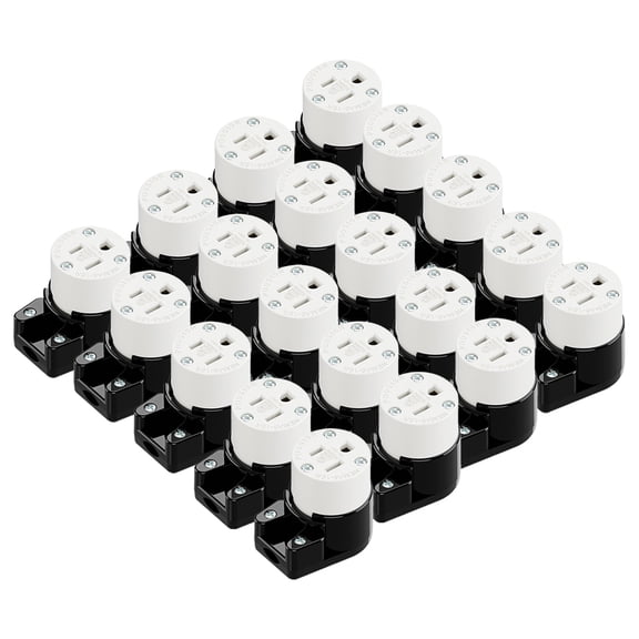 Strhowill 20 Pack Right Angle NEMA 5-15R 15A 125V Female Socket, Low Profile Electrical Outlet for DIY, Electronics, Appliances and Power Strips - Black & White