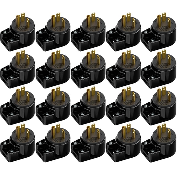 Strhowill 20 pcs NEMA 5-20P Male Straight Blade Replacement Plug, 20A 125V, Heavy Duty Self-Wiring AC Connector, Black