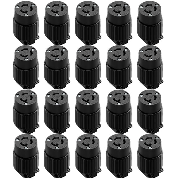 Strhowill 20 pcs NEMA L5-15R Straight Female Plug, 15A 125V Field Wireable Receptacle,DIY Replacement Socket for  Generators and Portable Power Equipment,black