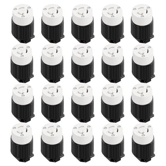 Strhowill 20 pcs NEMA L5-15R Straight locking Female Plug, 15A 125V Field Wireable Receptacle,DIY Replacement Socket for Generators and Portable Power Equipment,black and white