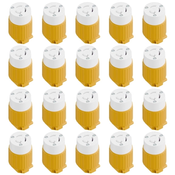 Strhowill 20 pcs NEMA L5-15R Straight locking Female Plug, 15A 125V Field Wireable Receptacle,DIY Replacement Socket for Generators and Portable Power Equipment,yellow and white