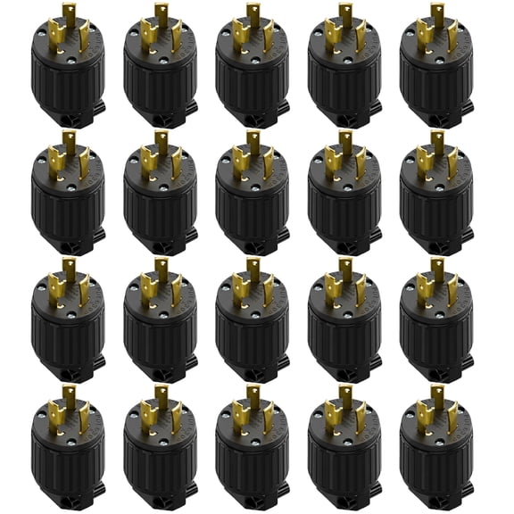 Strhowill 20 pcs NEMA L6-30P Straight Twist Lock Male Plug, 30A 250V,Field Wireable Assembly Plug for Generator, Welding Equipment, Industrial Power,black