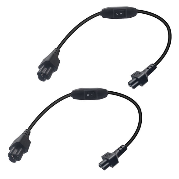Strhowill 2PCS 0.6m C5 to C6 Extension Cable with Power Switch, IEC 320 C5 Male to C6 Female Power Cord for Laptop, Monitor, Printer