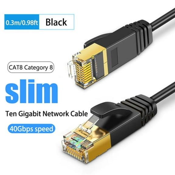 Strhowill 2PCS Cat8 Ethernet Cable,Outdoor&Indoor,0.98FT Heavy Duty High Speed 40Gbps 2000Mhz with Gold Plated RJ45 Connector,  for Router,Modem,PC,Gaming.