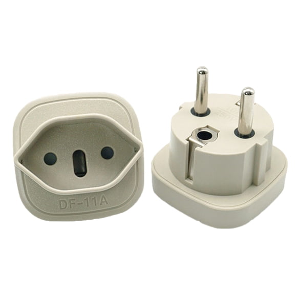 Strhowill 2pcs DF-11A Gray Schuko EU German Type F Plug to Swiss, Italian & Brazil Socket Travel Power Adapter Converter, Wall Plug Adapter for Travel and Household Use