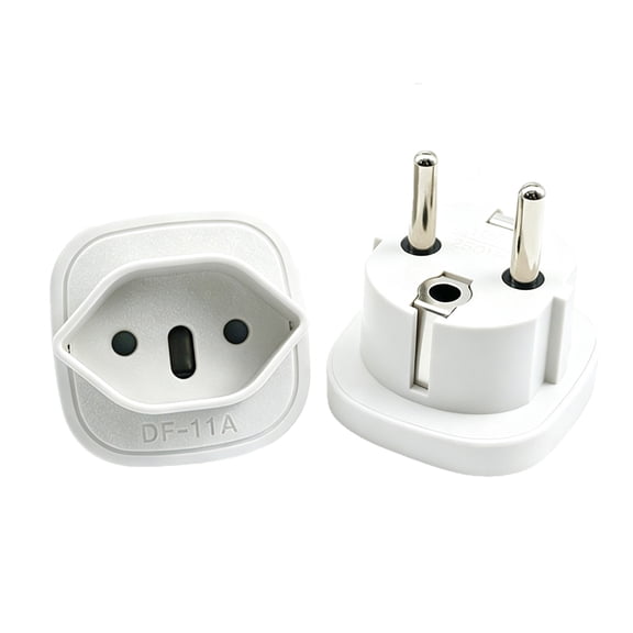 Strhowill 2pcs DF-11A White EU Type F Schuko Travel Power Adapter, Socket for Swiss, Italy & Brazil Female Receptacles for Travel & Household Use