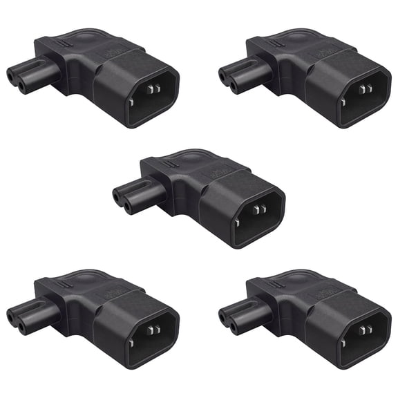 Strhowill 5 PCS 90-Degree Right Angle C14 to C7 Figure-8 Power Adapter, Low-Profile Plug for Audio Equipment, Gaming Console, Monitor Power Cord