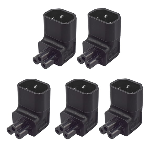Strhowill 5 PCS C14 to C5 Upward Angle Power Adapter, Converts IEC C14 Male to Cloverleaf C5 Female for Laptop Power Brick, Projector, and Office Electronics