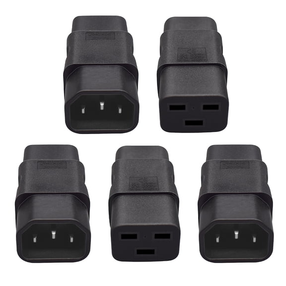 Strhowill 5 PCS C14 to C19 Power Adapter, 10A to 16A Connector, Converts Standard IEC C14 Plug to High-Capacity C19 Outlet for Server and UPS