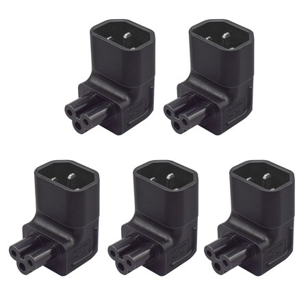 Strhowill 5 PCS C14 to C5 Downward Angle Power Adapter, 90-Degree Vertical Plug for Laptop Power Brick, Monitor, and Office Electronics