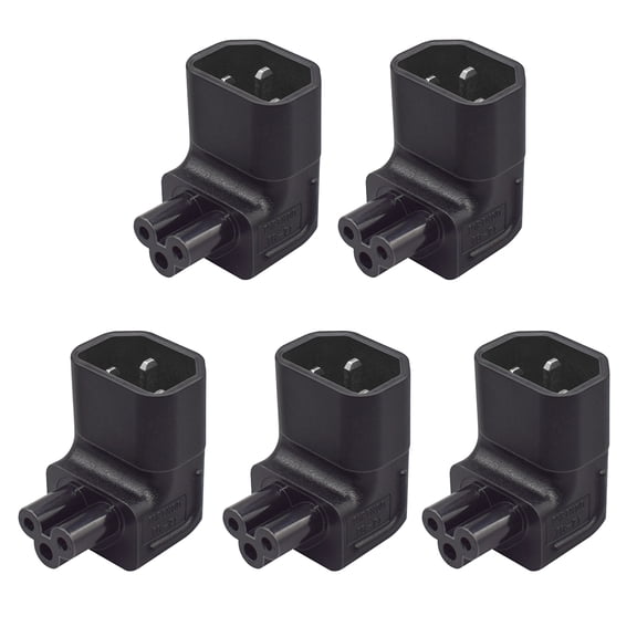 Strhowill 5 PCS C14 to C5 Downward Angle Power Adapter, 90-Degree Vertical Plug for Laptop Power Brick, Monitor, and Office Electronics