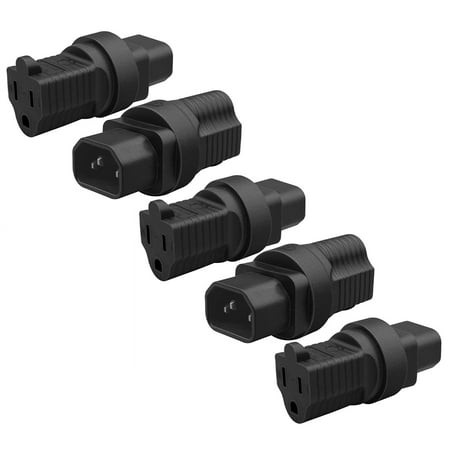 Strhowill 5 PCS C14 to NEMA 5-15R Power Adapter, Converts IEC C14 Plug to Standard US 3-Pin Outlet for Desktop PC, Monitor, and Gaming Console