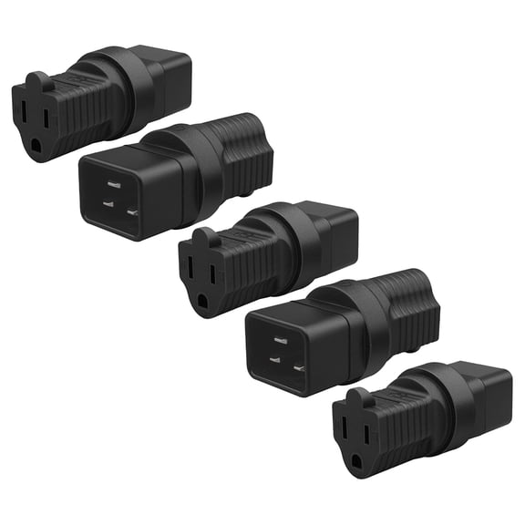 Strhowill 5 PCS C20 to NEMA 5-15R Power Adapter, Converts IEC C20 Plug to Standard US 3-Pin Outlet for Server, UPS, and Office Electronics