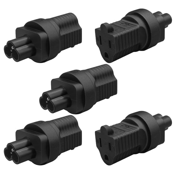 Strhowill 5 PCS C6 to NEMA 5-15R Power Adapter, Converts Cloverleaf Male Plug to Standard US 3-Pin Socket,for Gaming Console, Laptop Charger, and Audio Equipment