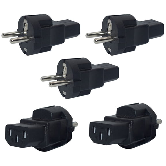 Strhowill 5 PCS EU Schuko to IEC C13 AC Power Adapter | Power Connector for PDU, UPS, Server Racks and Data Center Equipment