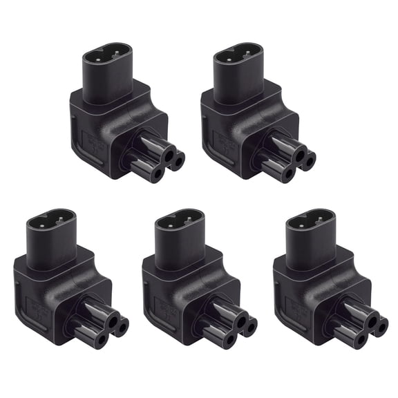 Strhowill 5 PCS Right Angle C8 to C5 Power Adapter - 90 Degree Upward Angled Figure-8 to Clover Leaf Adapter for Laptop Monitor and Compact Electronic