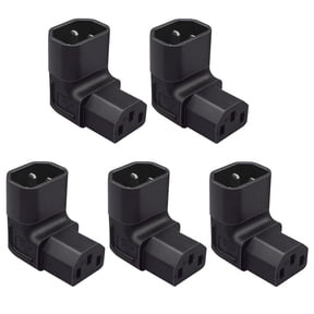 Strhowill 5 PCS Right Angle IEC C14 to C13 Power Adapter - 90 Degree Upward Angled Plug for Server Rack PDU and Data Center Cabinet Cable Management