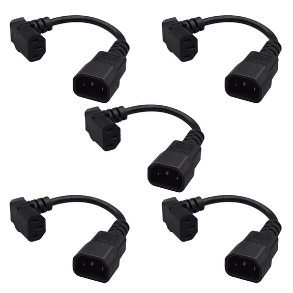 Strhowill 5 PCS Short Server Power Cables, IEC 60320 C14 to C13 Up Angle Plug for Rack Mount PDU, Network Switch, Data Cabinet