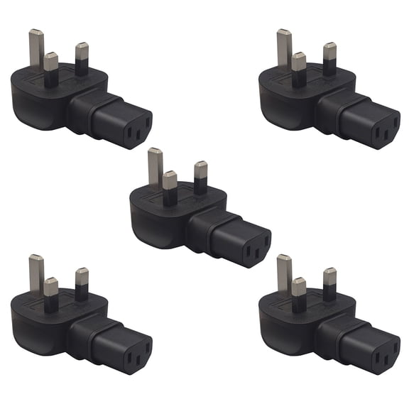 Strhowill 5 PCS UK to C13 Right Angle Power Adapter,Converts British 13A Plug to IEC C13  90 Degree Connector for Computer, Monitor, Server