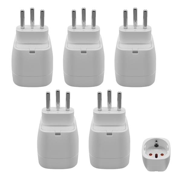 Strhowill 5 Pack EU-11A Swiss Type J 3-Pin Male Plug to EU Schuko Female Socket Travel Adapter, White Portable European Schuko Conversion Plug for Home, Office and Worldwide Travel