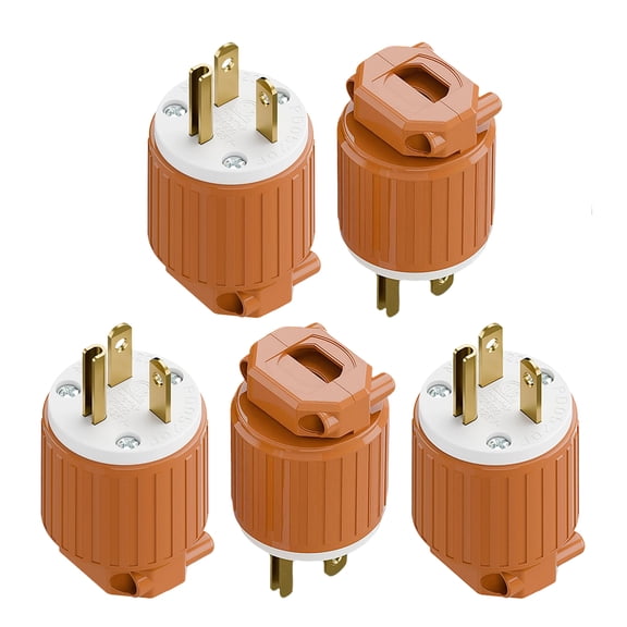Strhowill 5 Pack NEMA 5-20P Male Plug, 20A 125V Heavy Duty Straight Blade Replacement Connector, Power Cord End for Generators, Power Tools, Saws, Computers & Industrial Equipment,Orange