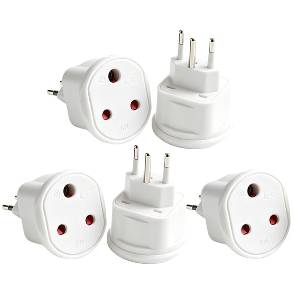 Strhowill 5 Pack White SN-11A-1 Swiss Standard 3 Pin Male Plug to Small South African Standard Socket Travel Converter Adapter, Switzerland 3 Pin Plug Adaptor
