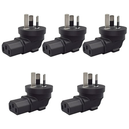 Strhowill 5 Pcs AU to C13 Right Angle Power Adapter, Converts Australian 3-Pin Plug to IEC C13 90 Degree Connector for Computer, Monitor, Server - Space Saving Desig