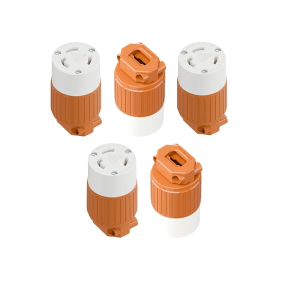 Strhowill 5 Pcs NEMA L6-30R Locking Receptacle, 30A 250V Twist-Lock Female Connector for Generator, RV, and Industrial Power Distribution, Heavy Duty Replacement SocketOrange