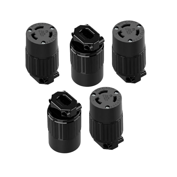Strhowill 5 Pcs NEMA L6-30R Locking Receptacle, 30A 250V Twist-Lock Female Connector for Generator, RV, and Industrial Power Distribution, Heavy Duty Replacement SocketBlack