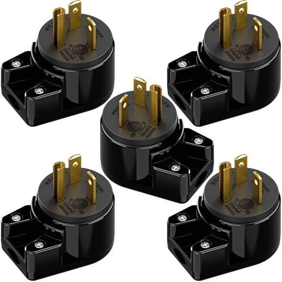 Strhowill 5 pcs NEMA 5-20P Male Straight Blade Replacement Plug, 20A 125V, Heavy Duty Self-Wiring AC Connector, Black